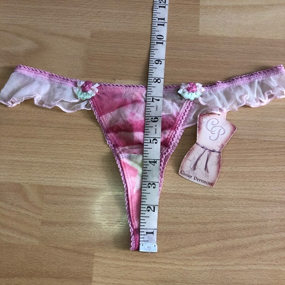 Pink Flirty Luxury Claire Pettibone Thong Ruffle Detail Size L - Picture 10 of 10